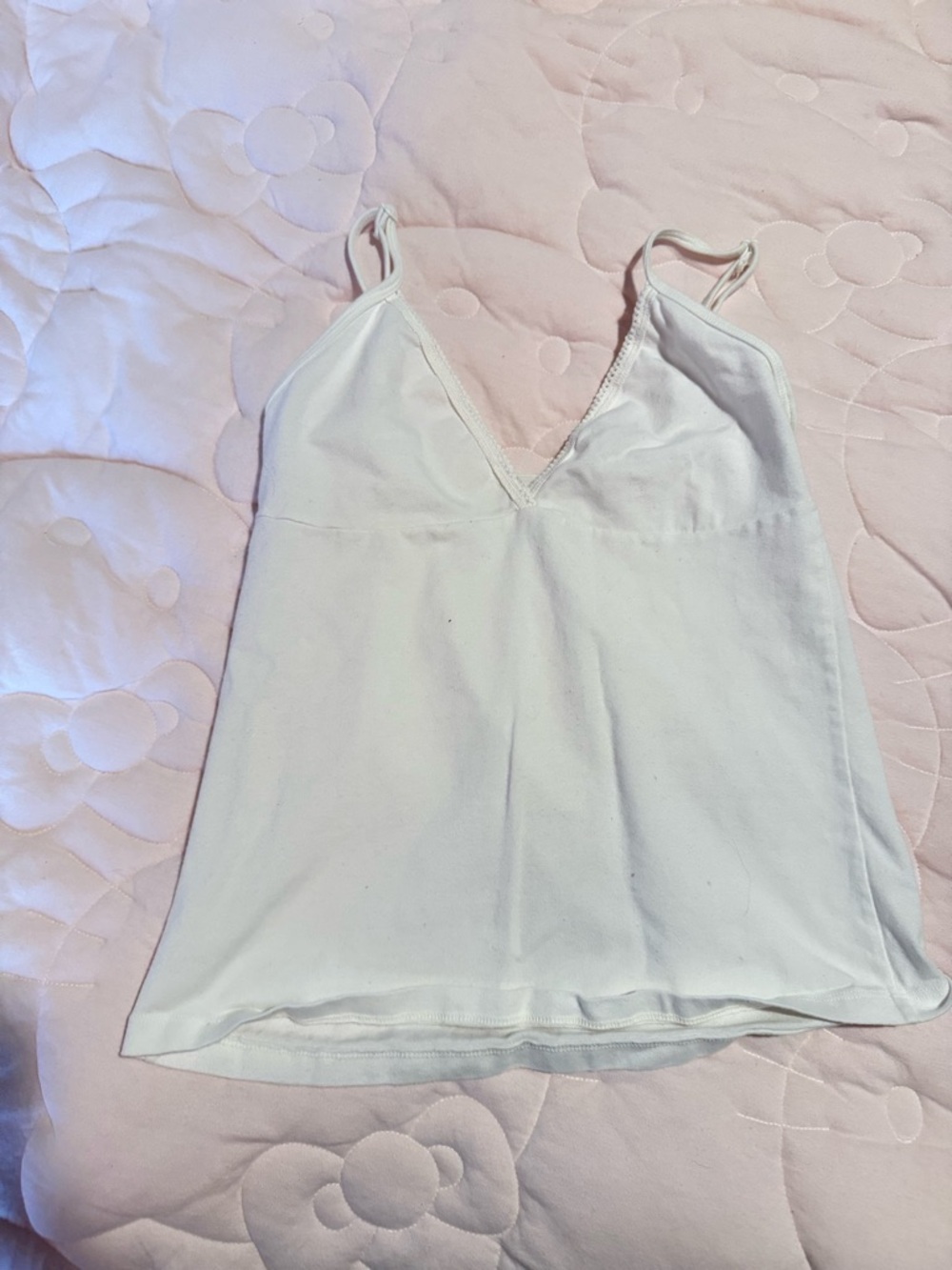 Brandy Melville White V Neck Tank with Spaghetti Straps